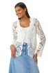 Roman Ivory Crochet Tie Front Knit Cardigan - Small Image 1