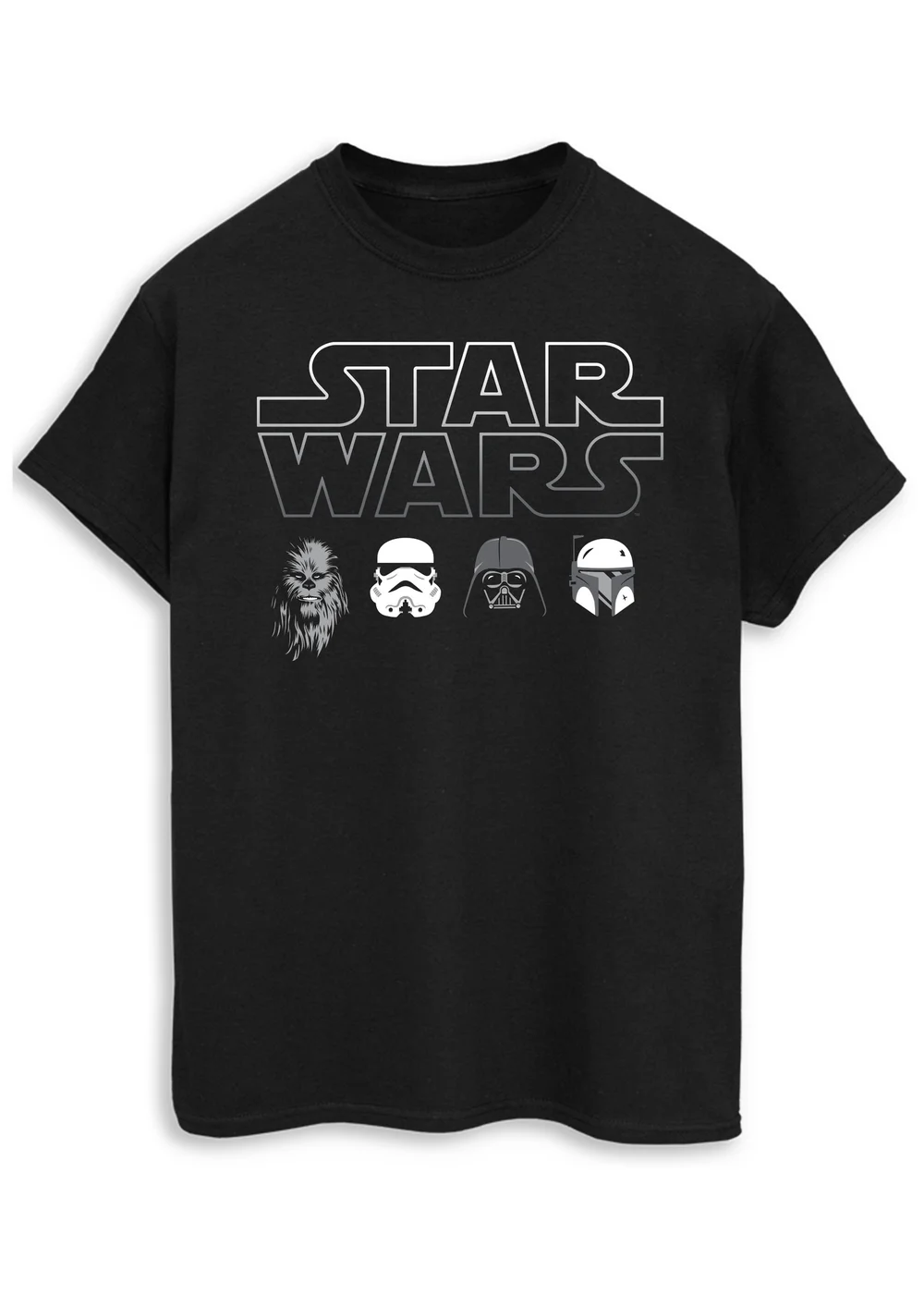 Spiral Galaxy Star Wars Character Heads Black T-Shirt - Small Image 1