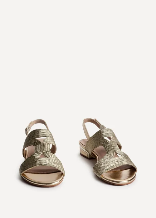 Linzi Reeva Gold Woven Slingback Low Block Heeled Sandals - Size 7 Image 3