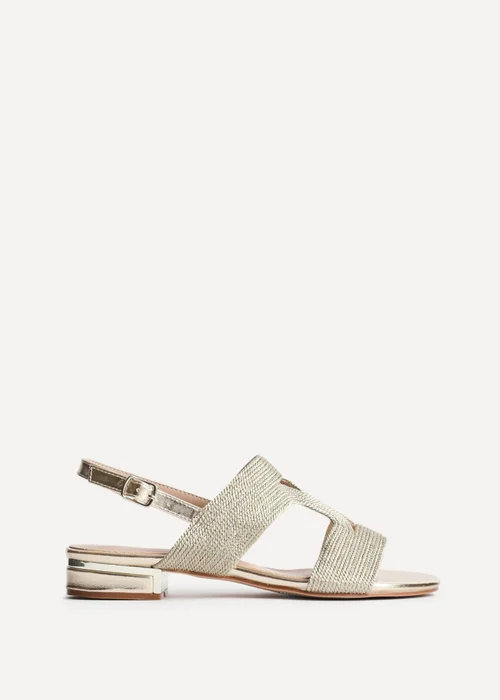 Linzi Reeva Gold Woven Slingback Low Block Heeled Sandals - Size 7 Image 2