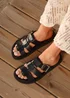 Linzi Restore Black Faux Leather Gladiator Slip-On Sandal - Size 4 Image 1