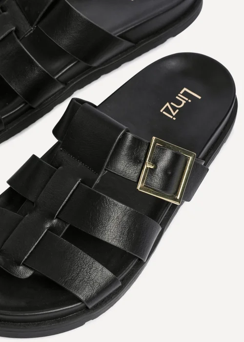 Linzi Restore Black Faux Leather Gladiator Slip-On Sandal - Size 4 Image 4