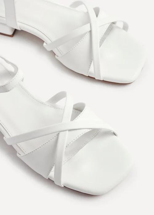 Linzi Zenna White Faux Leather Strappy Low Block Heeled Sandals - Size 5 Image 4