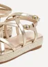 Linzi Dezi Gold Faux Leather Strappy Flatform Sandal - Size 6 Image 5