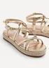 Linzi Dezi Gold Faux Leather Strappy Flatform Sandal - Size 6 Image 4