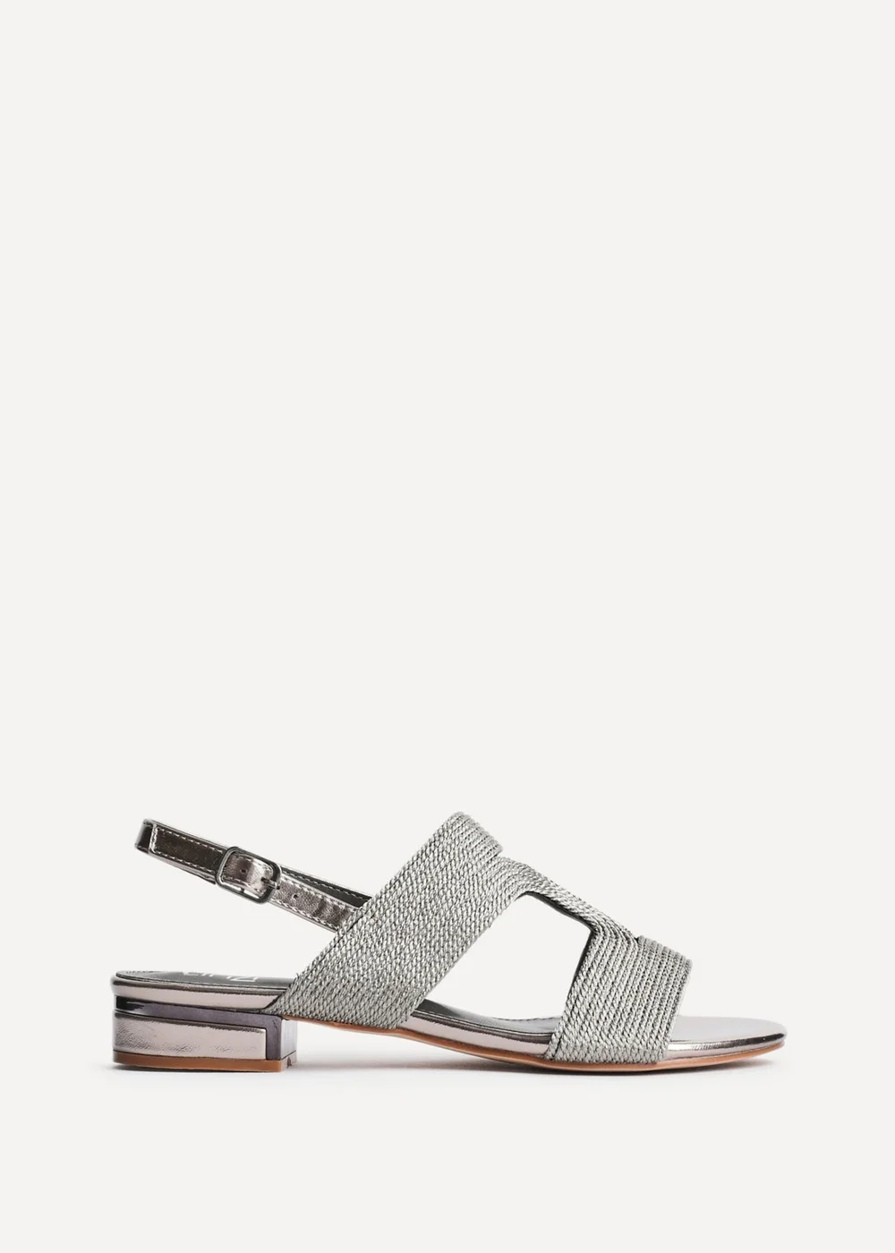 Linzi Reeva Pewter Woven Slingback Low Block Heeled Sandals - Size 6 Image 2