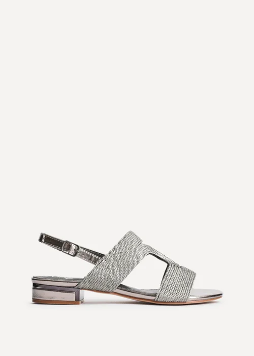 Linzi Reeva Pewter Woven Slingback Low Block Heeled Sandals - Size 6 Image 2