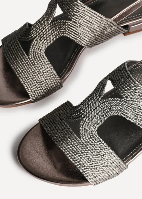 Linzi Reeva Pewter Woven Slingback Low Block Heeled Sandals - Size 6 Image 4