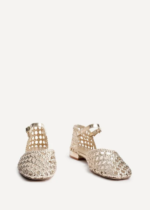 Linzi Suki Gold Faux Leather Woven Two Part Sandals - Size 4 Image 3