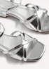 Linzi Zenna Silver Faux Leather Strappy Low Block Heeled Sandals - Size 4 Image 4