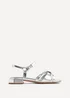 Linzi Zenna Silver Faux Leather Strappy Low Block Heeled Sandals - Size 4 Image 2