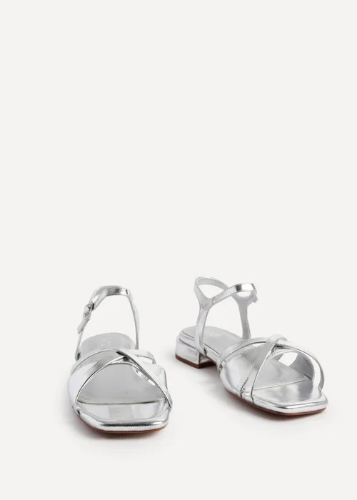 Linzi Zenna Silver Faux Leather Strappy Low Block Heeled Sandals - Size 4 Image 3