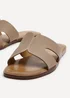 Linzi Petra Taupe Faux Leather Link Design Flat Sandal - Size 6 Image 4