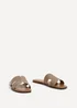 Linzi Petra Taupe Faux Leather Link Design Flat Sandal - Size 6 Image 3