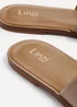 Linzi Petra Taupe Faux Leather Link Design Flat Sandal - Size 6 Image 5