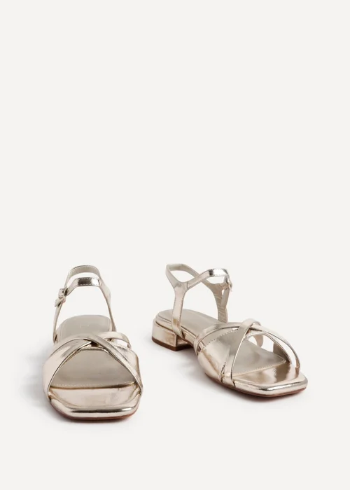 Linzi Zenna Gold Faux Leather Strappy Low Block Heeled Sandals - Size 5 Image 3