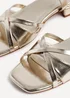 Linzi Zenna Gold Faux Leather Strappy Low Block Heeled Sandals - Size 5 Image 4
