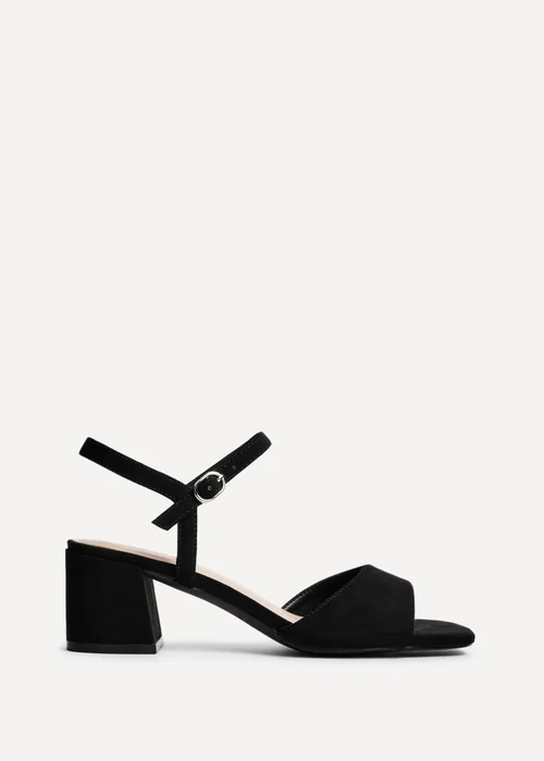 Linzi Darlene Black Faux Suede Low Block Heeled Sandals - Size 5 Image 2
