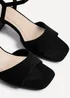 Linzi Darlene Black Faux Suede Low Block Heeled Sandals - Size 5 Image 4