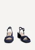 Linzi Darlene Navy Faux Suede Low Block Heeled Sandals - Size 7 Image 3