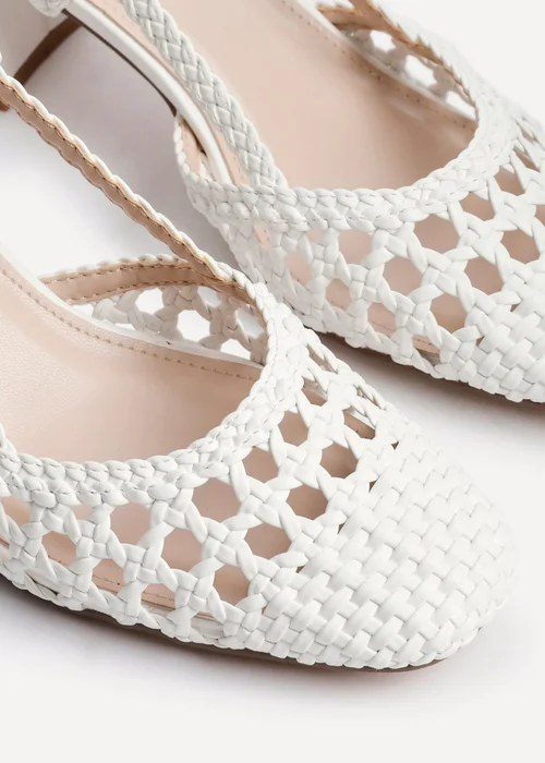 Linzi Sandria White Faux Leather Hand Woven Court Heels - Size 4 Image 4