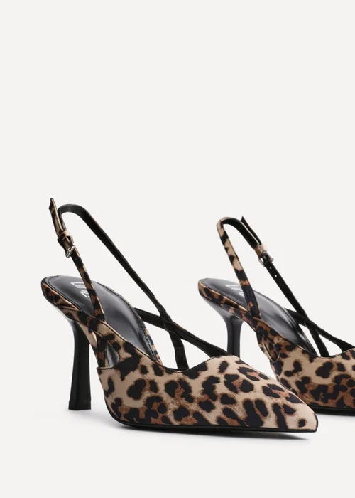 Linzi Rhea Leopard Print Sling Back Court Heels - Size 8 Image 4