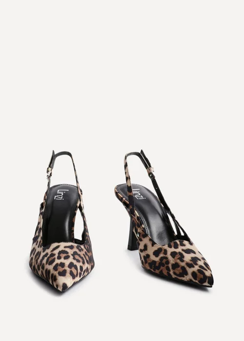 Linzi Rhea Leopard Print Sling Back Court Heels - Size 8 Image 3