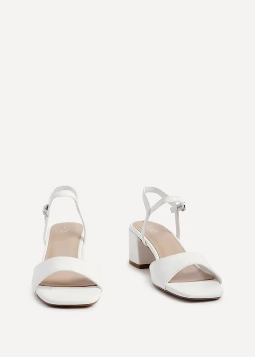 Linzi Darlene White Faux Leather Low Block Heeled Sandals - Size 5 Image 3