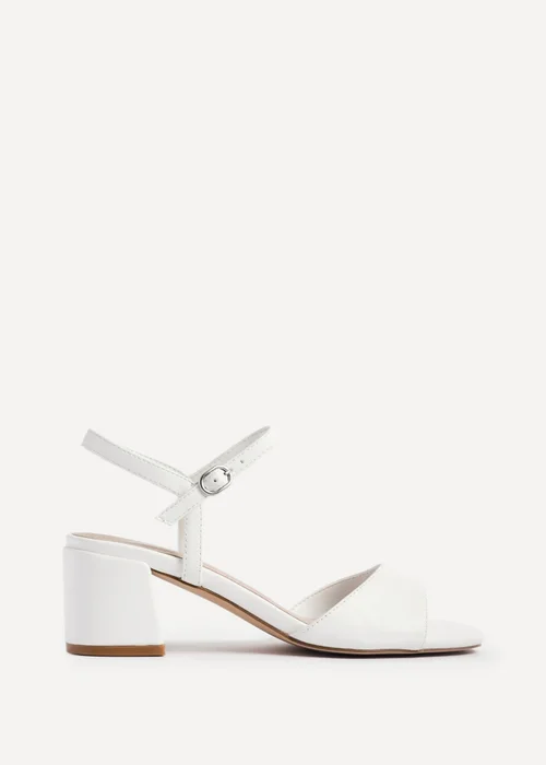 Linzi Darlene White Faux Leather Low Block Heeled Sandals - Size 5 Image 2