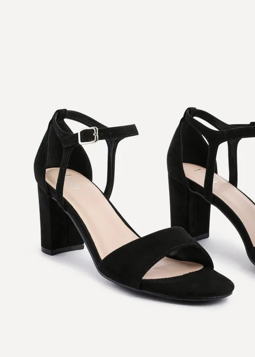 Linzi Abby Black Faux Suede Closed Back Block Heel Sandal - 8 Image 4