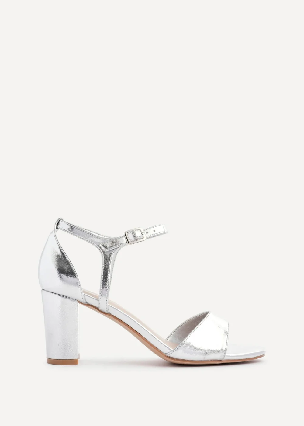 Linzi Abby Silver Faux Leather Closed Back Block Heel Sandal - Size 5 Image 2