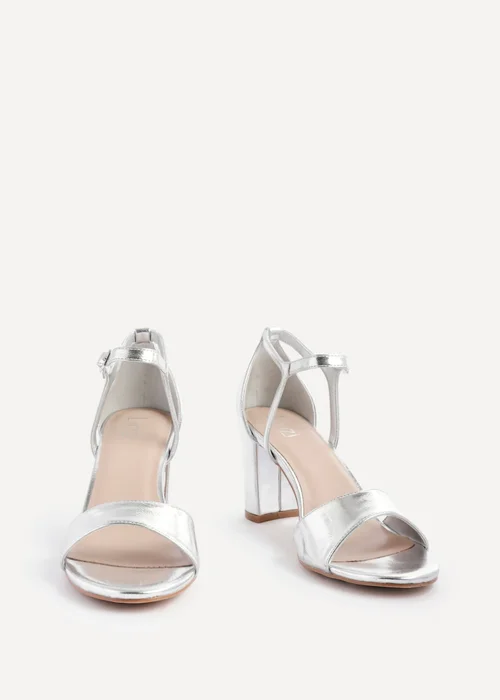 Linzi Abby Silver Faux Leather Closed Back Block Heel Sandal - Size 5 Image 3