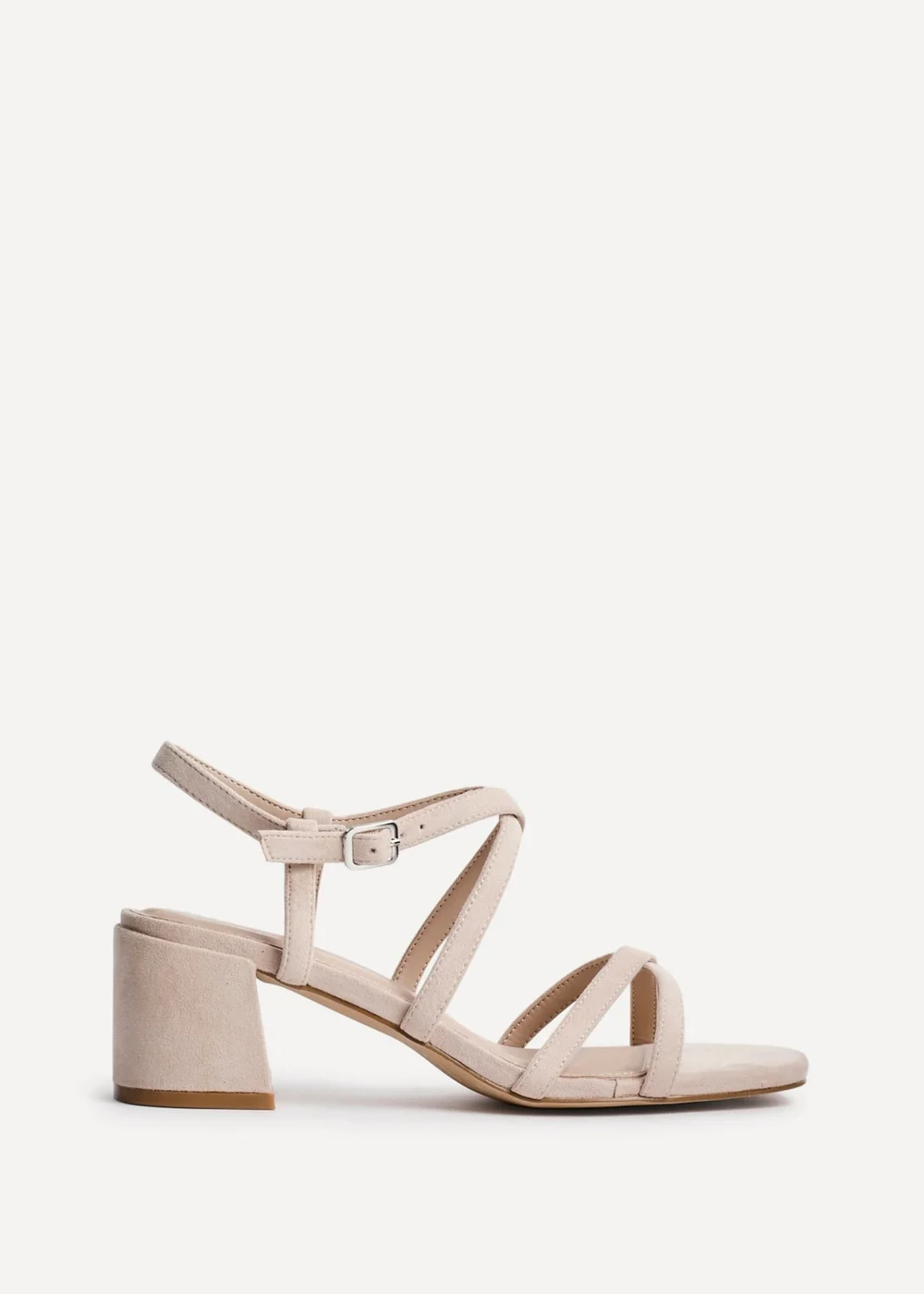 Linzi Jovanna Nude Faux Suede Strappy Low Block Heeled Sandals - Size 7 Image 2