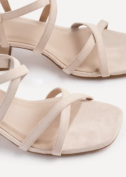 Linzi Jovanna Nude Faux Suede Strappy Low Block Heeled Sandals - Size 7 Image 4