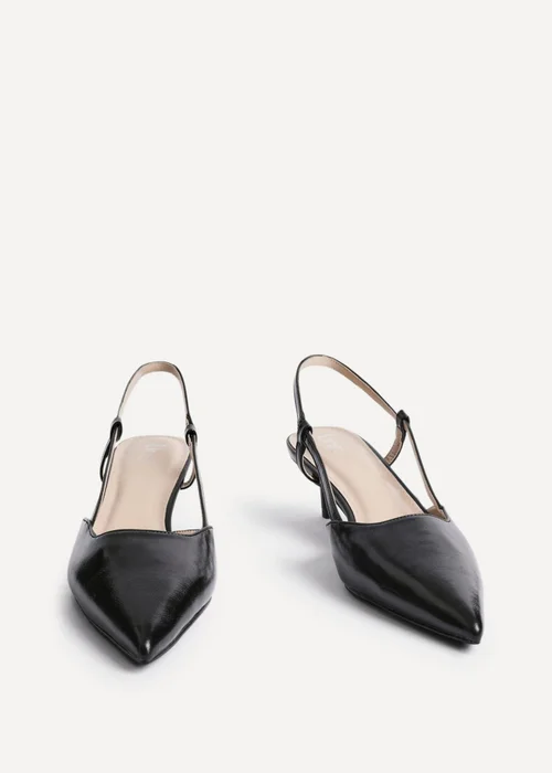 Linzi Refined Black Faux Leather Slingback Kitten Court Heels - Size 6 Image 3
