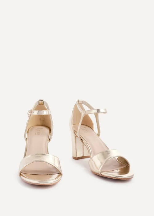 Linzi Abby Gold Faux Leather Closed Back Block Heel Sandal - Size 5 Image 3