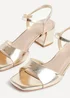 Linzi Darlene Gold Faux Leather Low Block Heeled Sandals - Size 3 Image 4