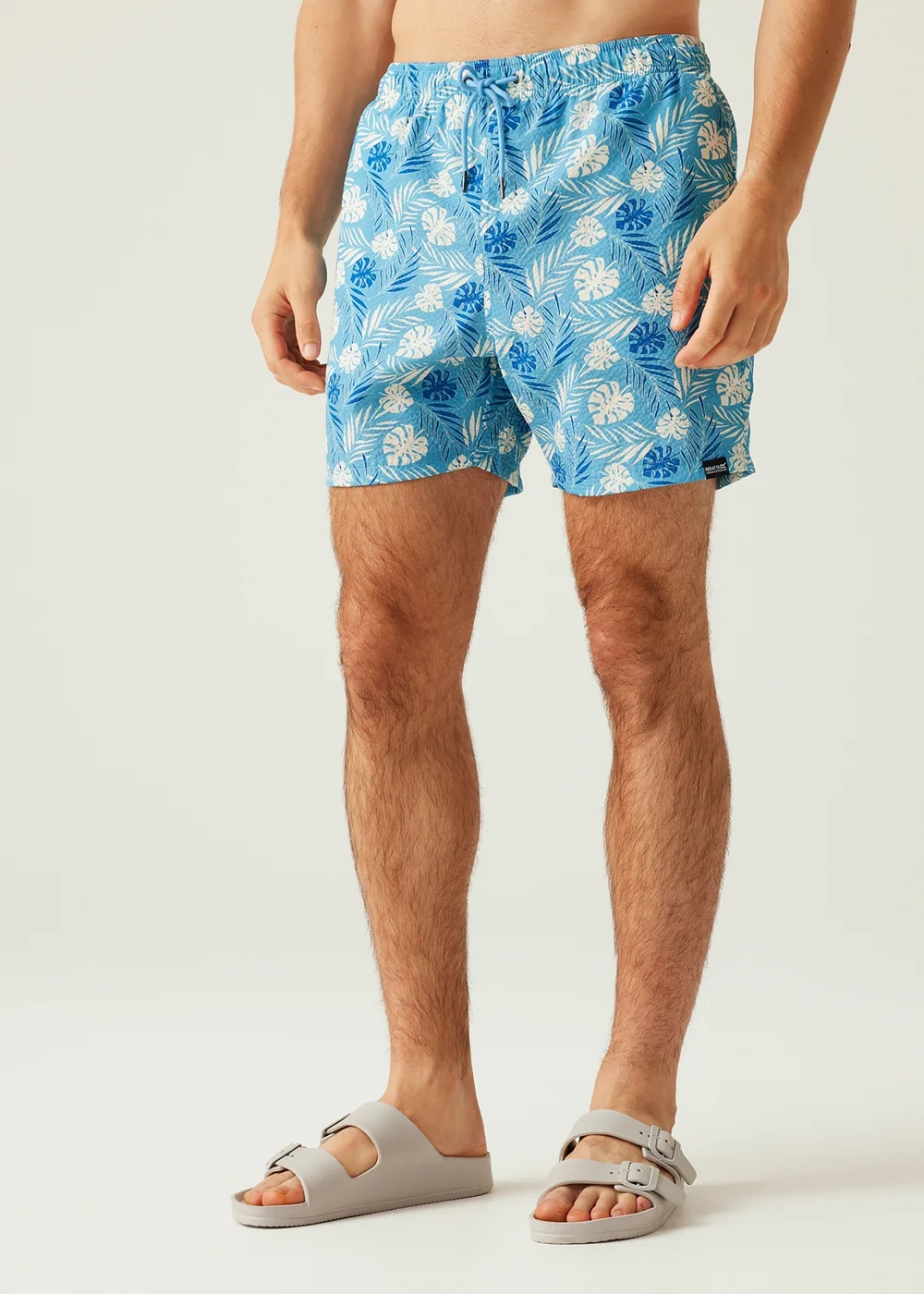Regatta Elysium Blue Leaf Seersucker Loras Swim Shorts - S Image 1