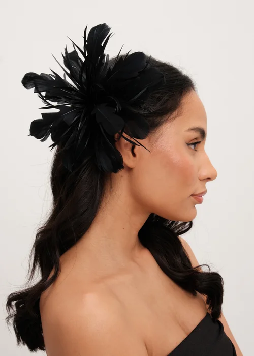 Jon Richard Black Statement Floral Clip Fascinator - One Size Image 3