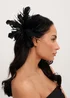 Jon Richard Black Statement Floral Clip Fascinator - One Size Image 3