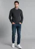 Kensington Eastside Charcoal Mock Checked Shirt Crew Neck Jumper - Large Image 3