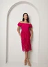 Chi Chi London Pink Bardot Premium Lace Fit & Flare Midi Dress - Size 12 Image 1