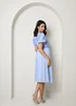 Chi Chi London Blue Puff Sleeve Premium Lace Midi Dress - Size 6 Image 2