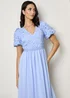 Chi Chi London Blue Puff Sleeve Premium Lace Midi Dress - Size 6 Image 3
