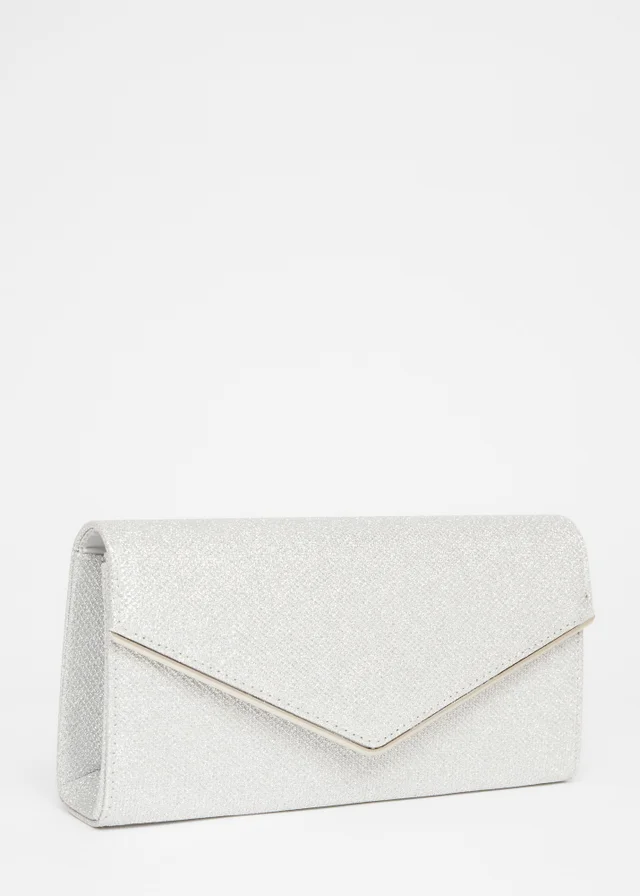 Quiz Silver Thin Clutch Bag
