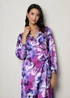 Chi Chi London Purple Plus Size Long Sleeve Floral Wrap Dress - Size 18 Image 3