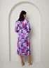 Chi Chi London Purple Plus Size Long Sleeve Floral Wrap Dress - Size 18 Image 2