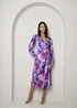 Chi Chi London Purple Plus Size Long Sleeve Floral Wrap Dress - Size 18 Image 1