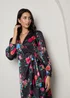 Chi Chi London Black Plus Size Long Sleeve Floral Wrap Dress - Size 20 Image 3