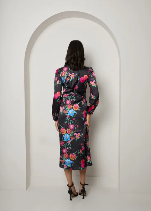 Chi Chi London Black Plus Size Long Sleeve Floral Wrap Dress - Size 20 Image 2